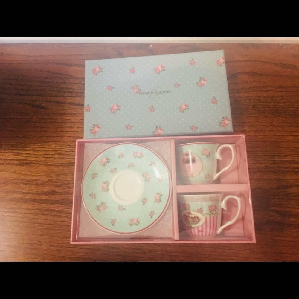 NW SHABBY CHIC STYLE ESPRESSO CUP AND SAUCER SET 2